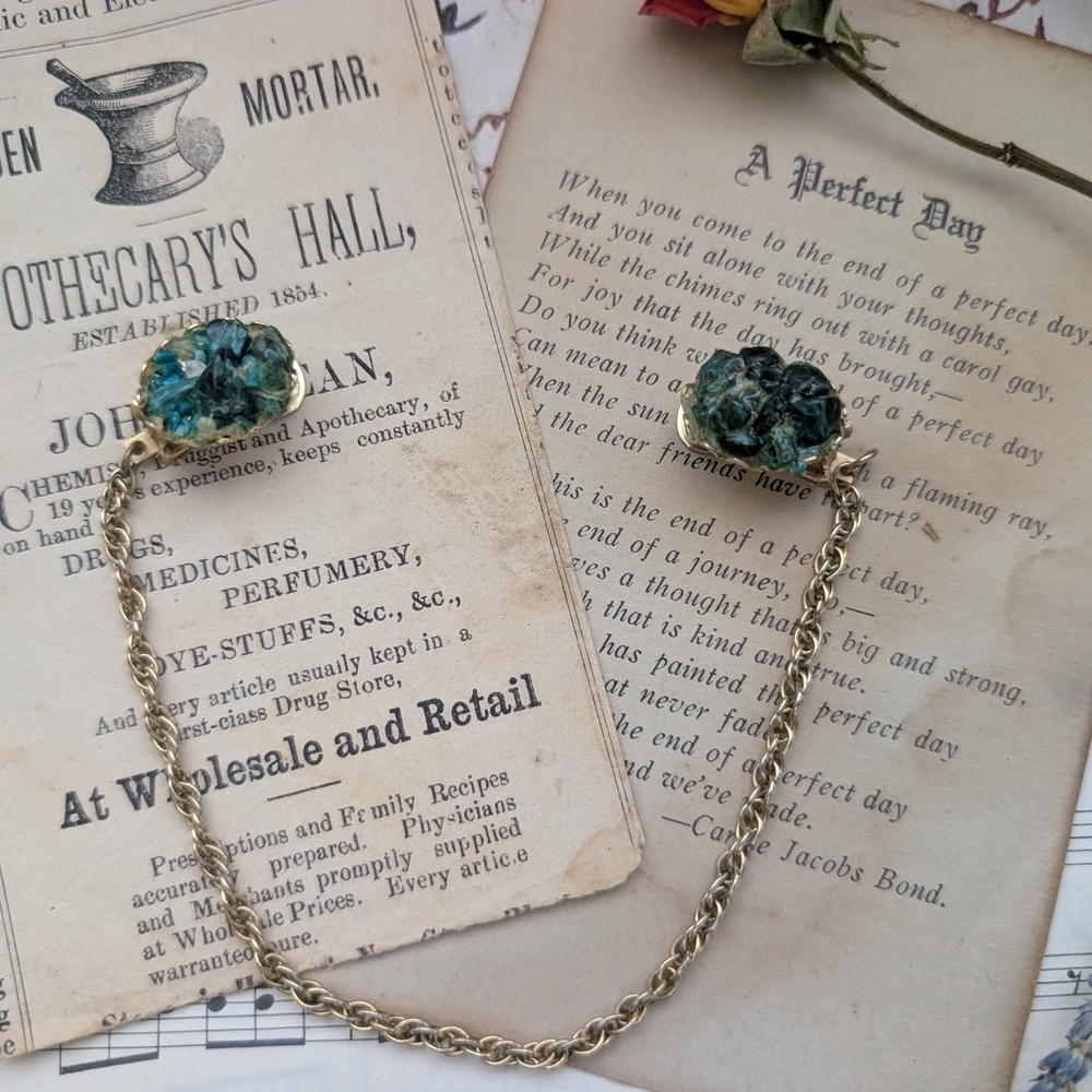 Green Glass Chips Sweater Clips - Women Jewelry